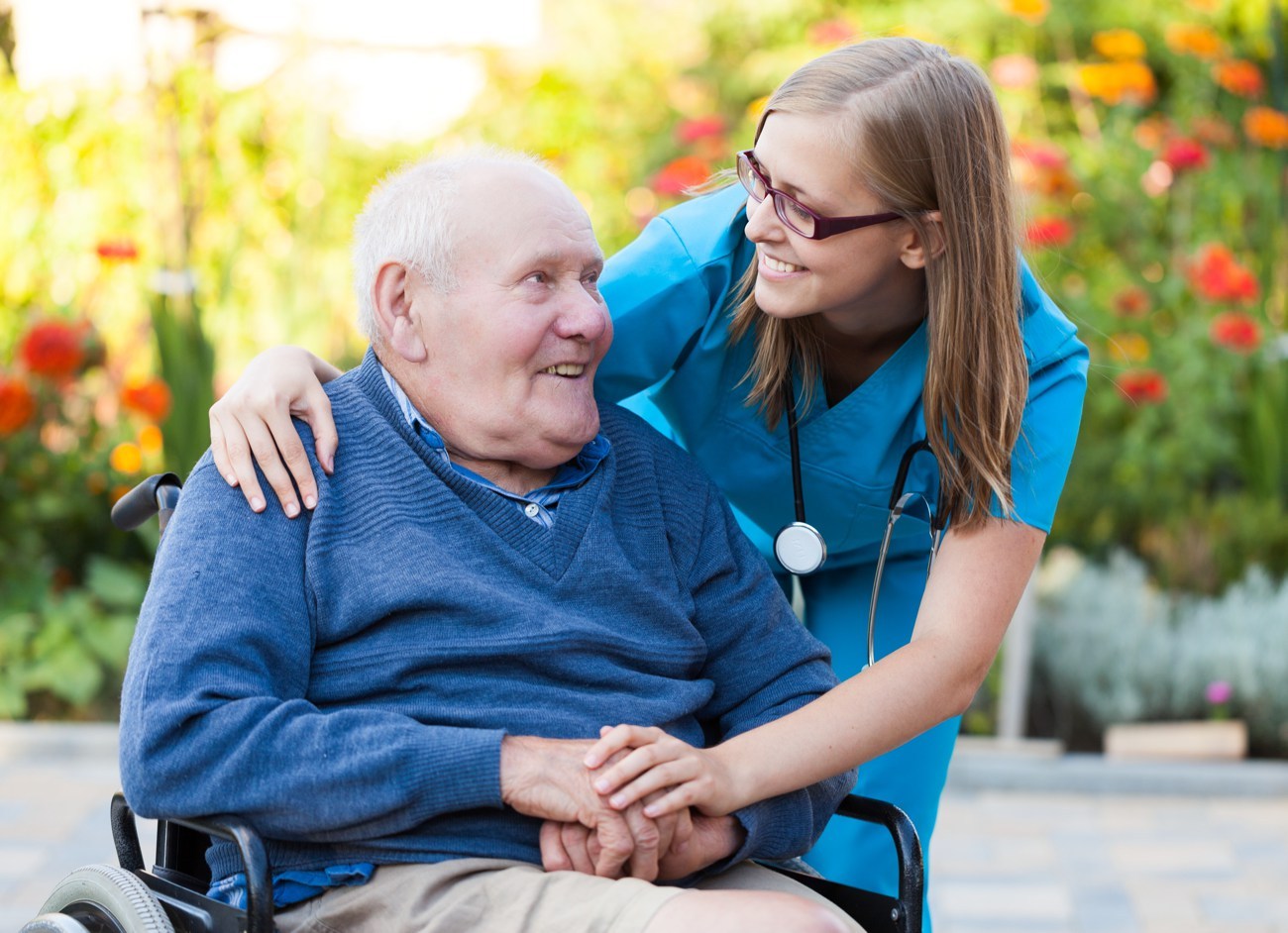 elder care provider with patient